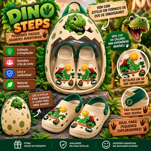 DinoSteps – Sandália Infantil Dinossauro com Estojo Ovo 3D