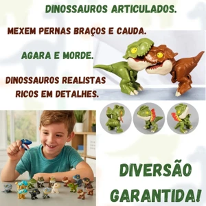 DinoBite Collection - Kit com 8 Mini Dinossauros Articulados Morde-Dedo